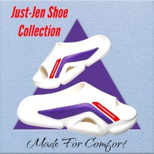 NEW!! Women's Violet and White Soft Sole Open Toe Sandal Slides!! Trendy Shoes!!